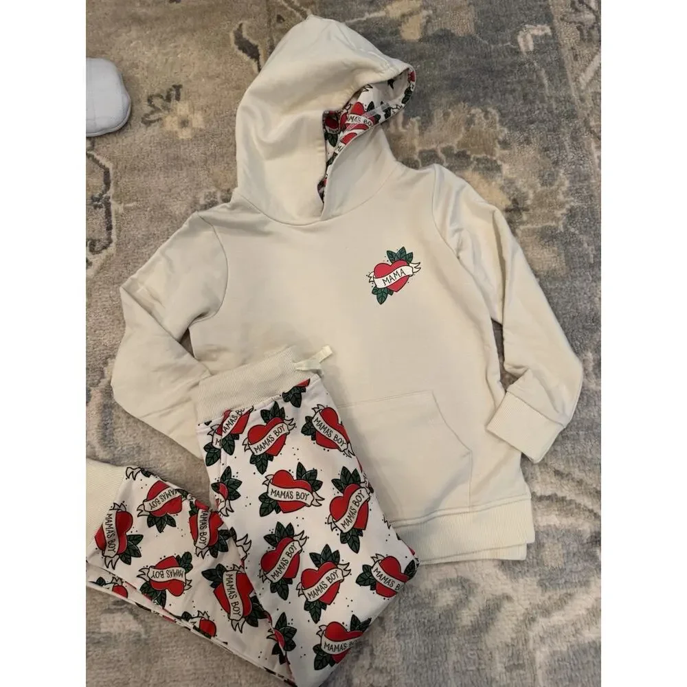 Bums And Roses Mama's Boy 2 Piece Hoodie Jogger Set 5/6 NEW